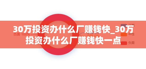 30万投资办什么厂赚钱快_30万投资办什么厂赚钱快一点