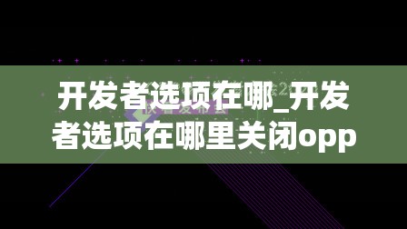 开发者选项在哪_开发者选项在哪里关闭oppo