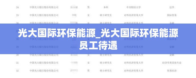 光大国际环保能源_光大国际环保能源员工待遇