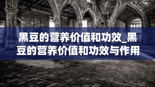 黑豆的营养价值和功效_黑豆的营养价值和功效与作用禁忌